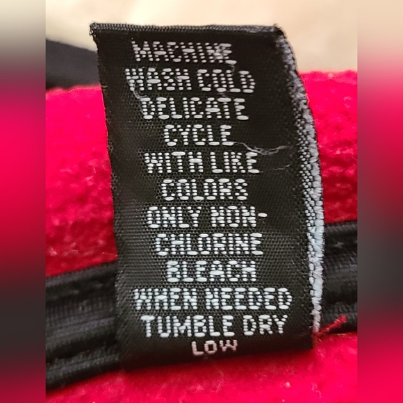 Red Fleece/Black Trim, Quarter-Zip Pullover With Zip Pockets. Great Shape - Picture 9 of 11